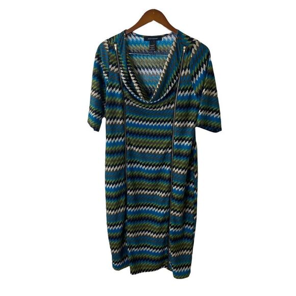Ashley Stewart Chevron Zipper Front Dress Sz  14/16 - Picture 1 of 6